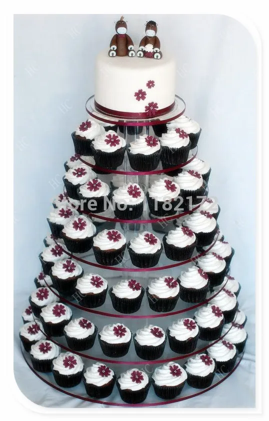 Украшение для свадьбы прозрачная 7 ярусов круглая акриловая подставка кексов