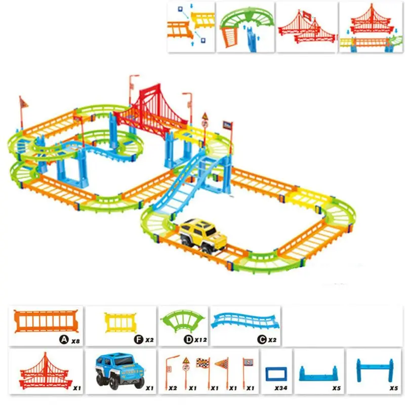 

New 100 Kinds Race Track Flex Assembly Car Toy Racing Track Set Christmas Gift