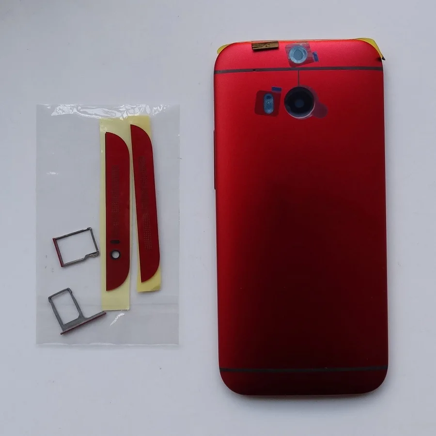 Алюминиевый корпус батареи задняя дверь Замена для htc One M8 с верхней и нижней крышкой+ Sim лоток+ SD лоток с боковыми клавишами - Цвет: Red
