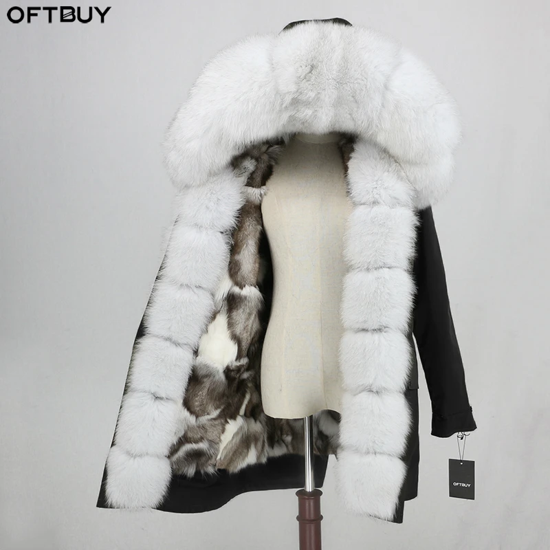 OFTBUY, водонепроницаемая парка, Длинные парки, натуральный Лисий мех, худи, натуральный Лисий мех, подкладка, зимняя куртка для женщин, Съемная куртка, уличная одежда, новинка