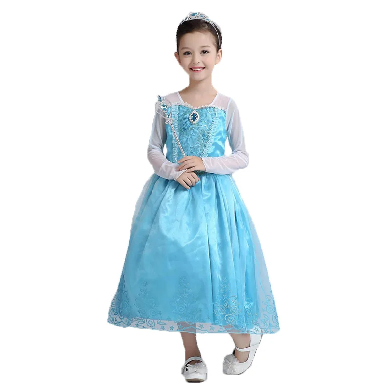 Girls Elsa Dress Kids Halloween Princess Costume Snow Queen Children Elza Wig Carnival Party Cosplay Clothing | Детская одежда и