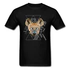 Мужская футболка с геометрическим рисунком гиены, модная футболка с коротким рукавом, 100% хлопок, футболки с дикой природой, волком, футболка с 3D сильным зверем