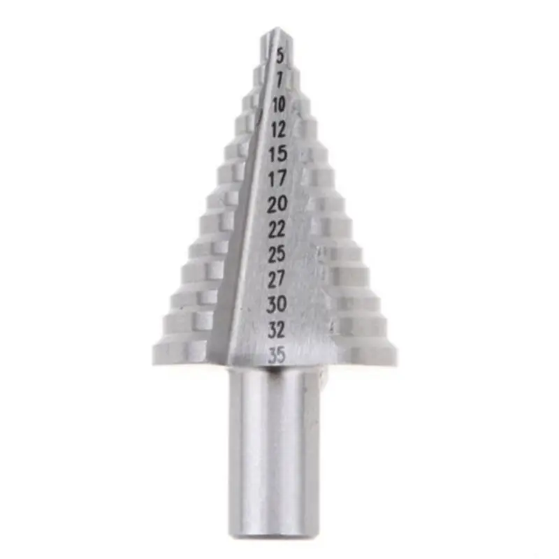 

13 Step HSS Spiral Grooved Conical Cone Drill Bit Hole Cutter Tool Triangle Round Shank 5-35mm Grooved Drill