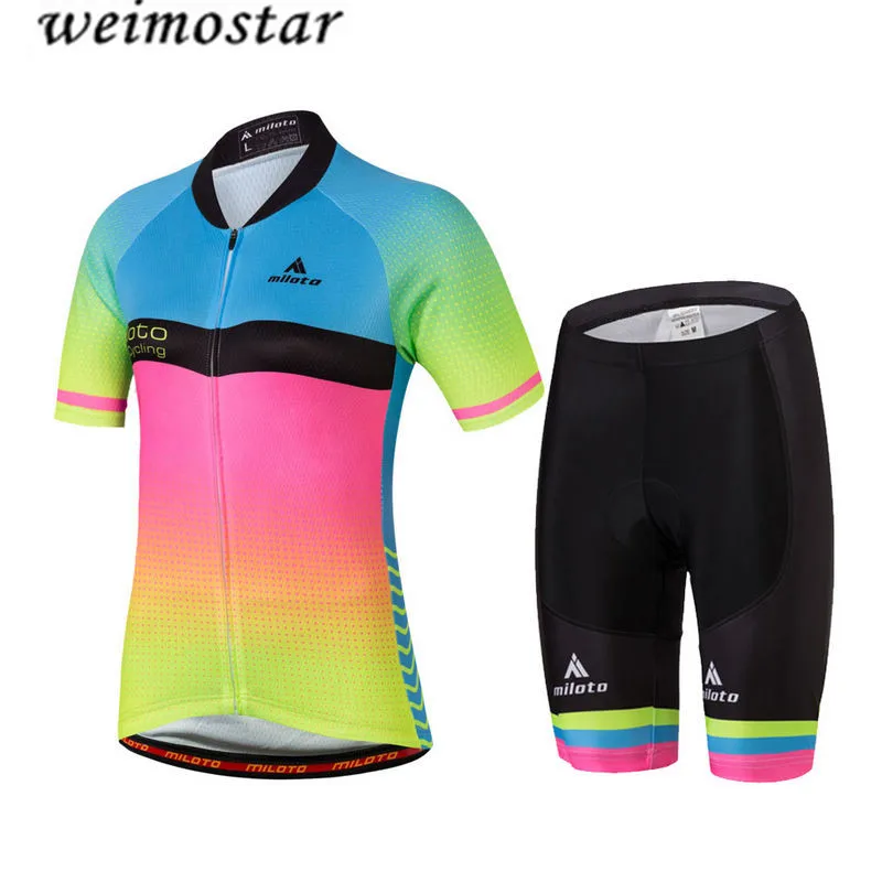 Комплект одежды для велоспорта женский желтый розовый | Спорт и развлечения