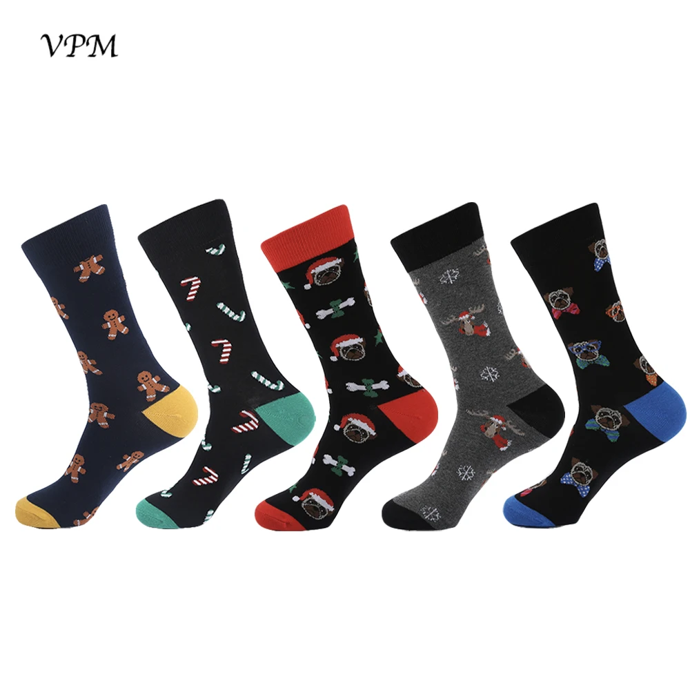 VPM, 5 пар/партия, цветные мужские носки, новинка, чужеродные животные, кактус, флаг, хлопок, искусство, забавное, счастливое, Harajuku, хип-хоп, теплые для мужчин - Цвет: V722