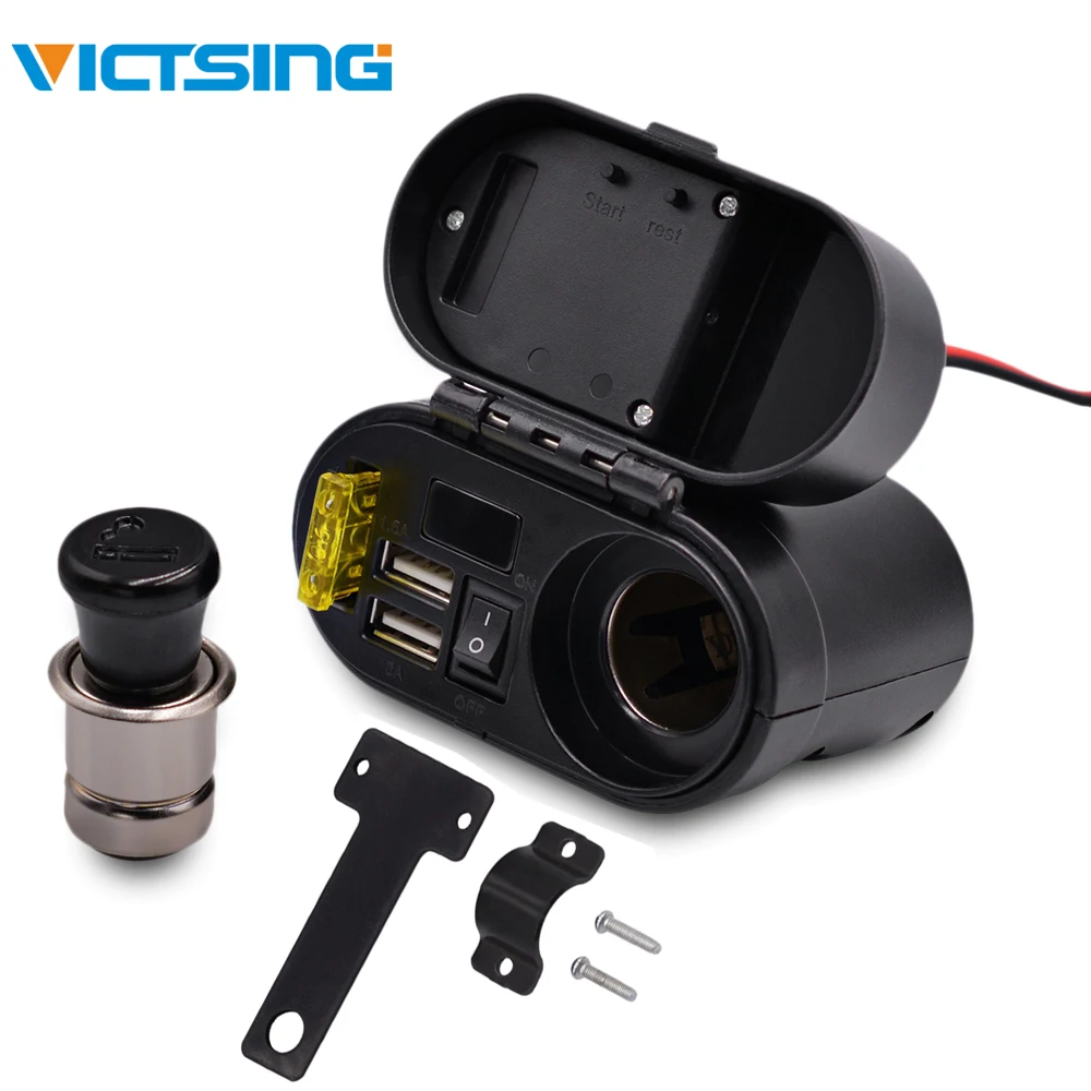 VicTsing мотоцикл прикуриватель вольтметр время дисплей водостойкий В 12 Dual USB