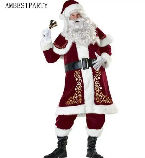Рождество Санта Клаус костюм нарядное платье для мужчин и женщин взрослый