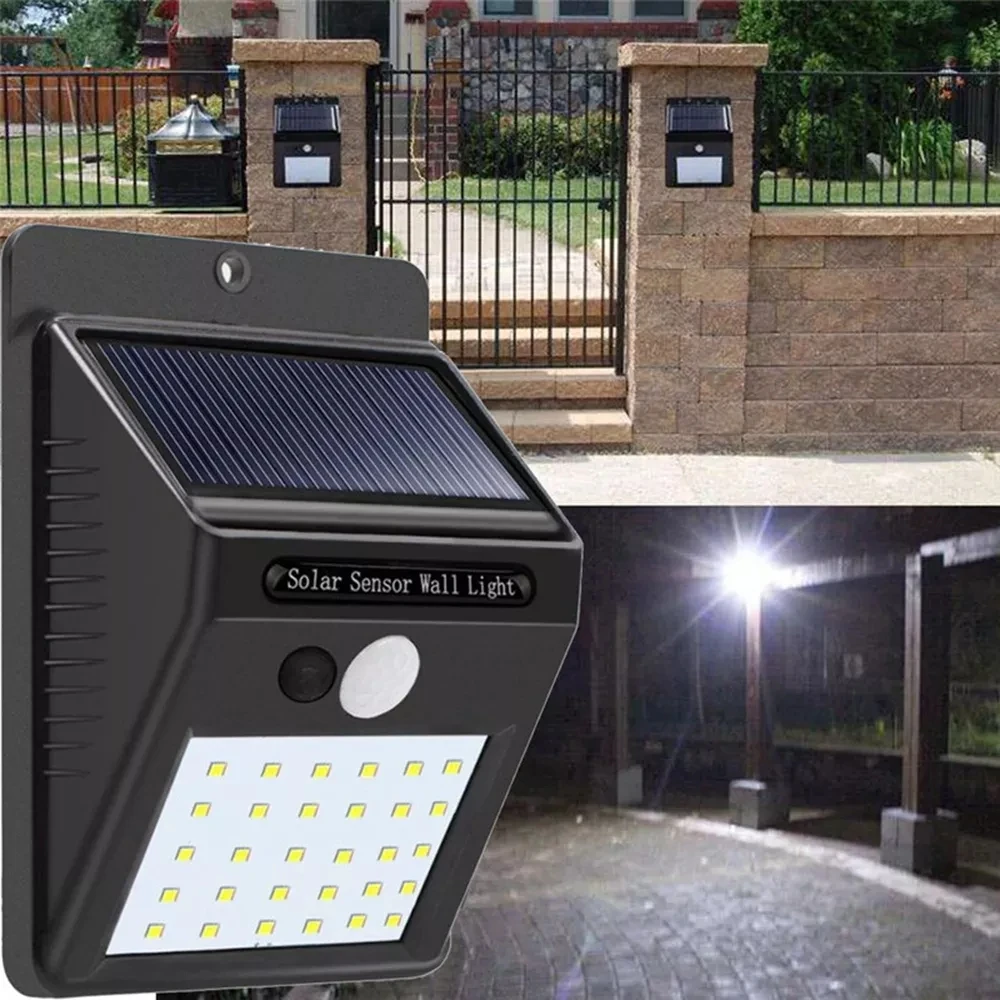 30 LED Солнечная энергия PIR датчик движения настенный светильник водонепроницаемый