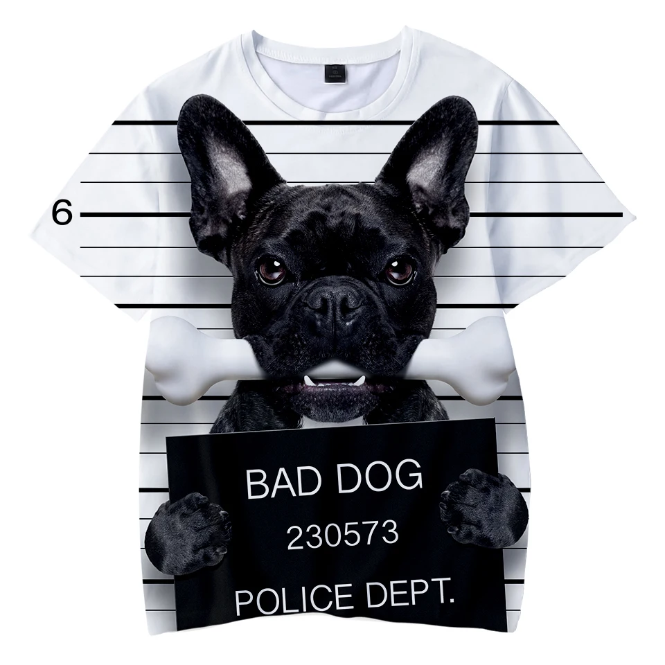 Детские футболки с 3D принтом французского бульдога модная летняя футболка
