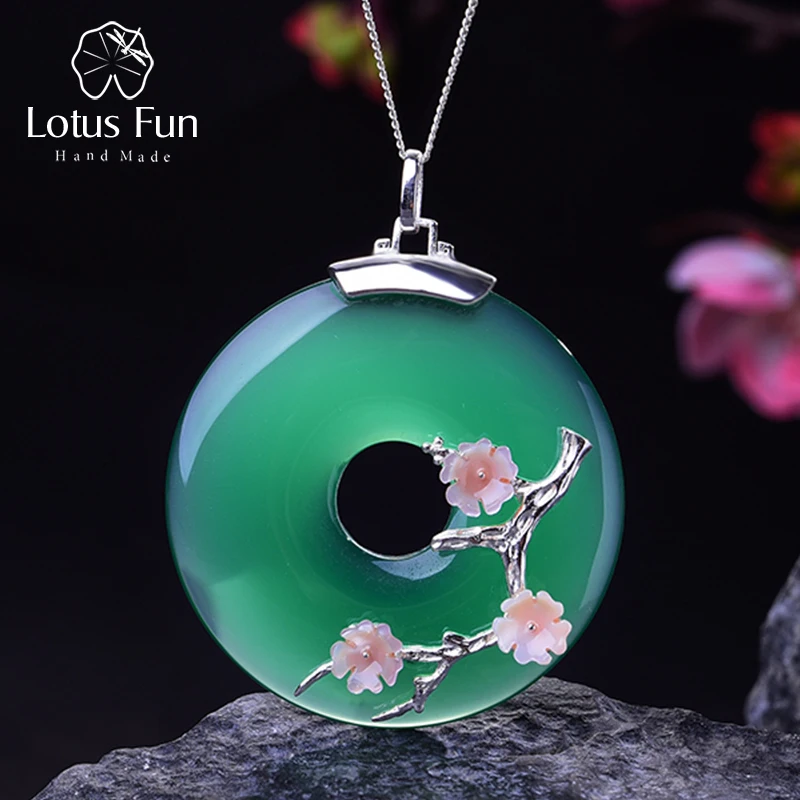 Lotus Fun Реальные Стерлингового Серебра 925 Изысканные Ювелирные Изделия Ручной Работы Оболочки Цветок Сливы Дизайн Кулон без Цепочки Acessórios для Женщин