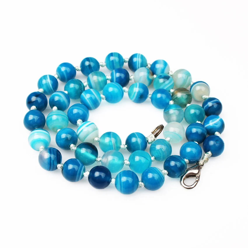 48 стиль натуральный камень бусы колье синий 45 см ожерелье 6/8/10/12 мм узелковая