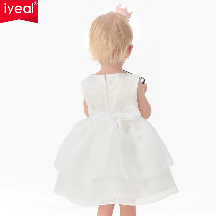 IYEAL платье принцессы для новорожденных девочек белое вечернее крещения с бантом