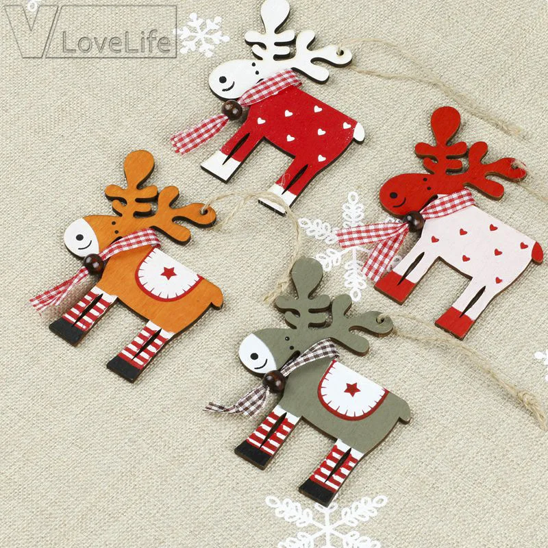 1 шт. Рождественская елка деревянная подвеска с игрушечным лосем рождественские