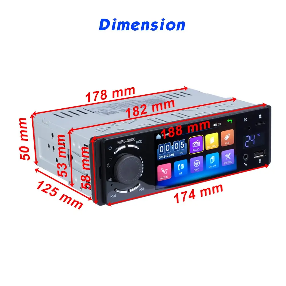 Camecho 1 Din Bluetooth автомобильное радио 4 ''сенсорный экран зеркальная связь
