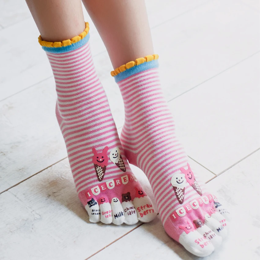 Лидер продаж жаккардовые женские носки в полоску с мороженым на осень и зиму