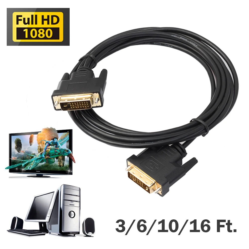 Цифровой монитор 1 м 8 3 5 м|dvi d|tv cablegold male |
