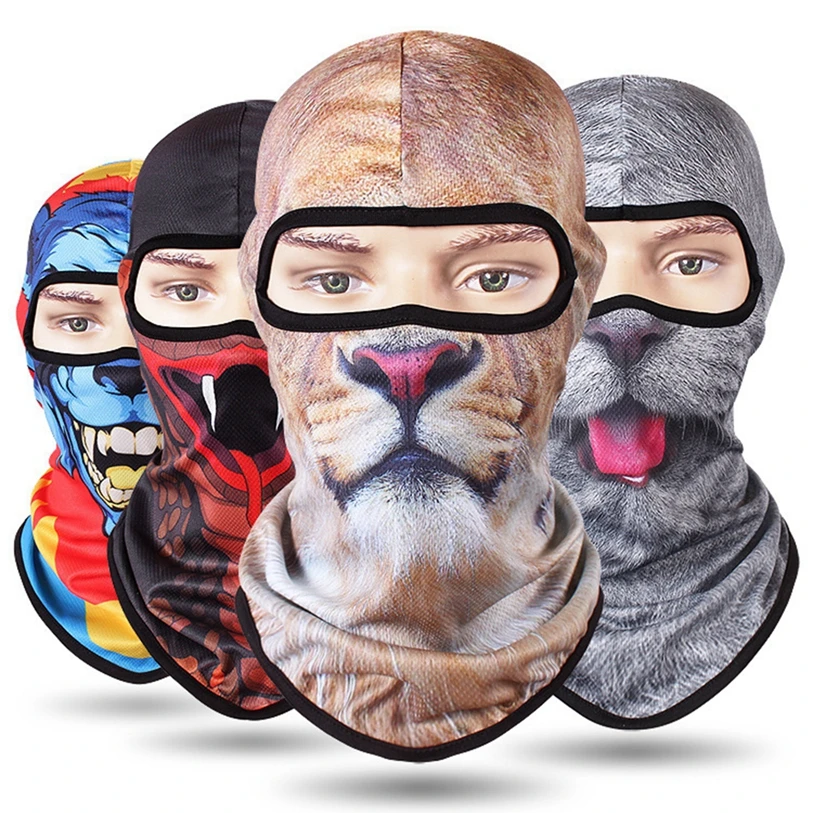 Winter 3D Animal Balaclava Full Face Mask Combat Bicycle Hats Cap Warmer Snowboard Cat Dog Protection Men Women Headwear 2019