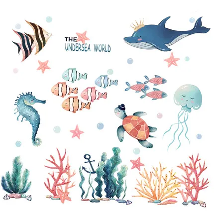 DIY Cartoon Magical Submarine World Kids Wall Sticker Baby Room Bathroon Nursery Lovely Fish Home Decor Poster | Дом и сад