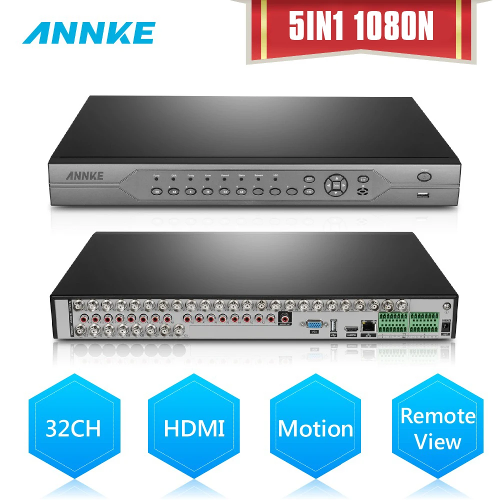 ANNKE 32CH HD 720P 1080N AHD/TVI/CVI/IP 5в1 HDMI DVR NVR видеомагнитофон CCTV система безопасности P2P