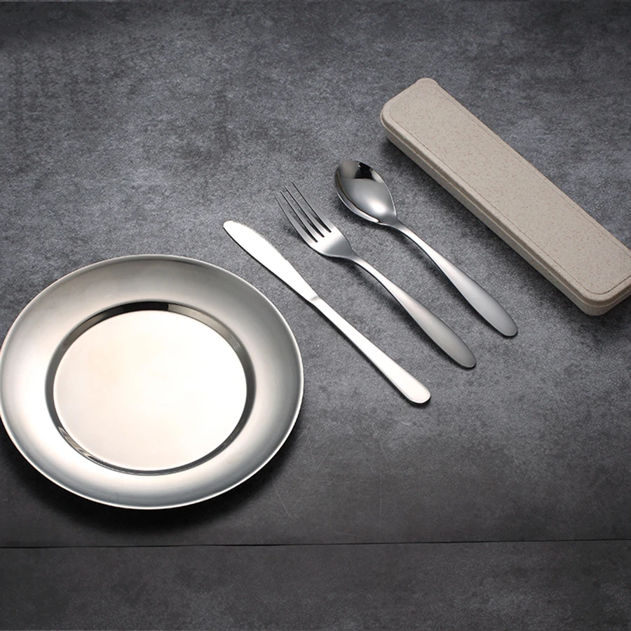 Portable Cutlery Set Travel Stainless Steel Box Bento Kids Pick Lunch Accessories Jogo De Talheres Spoon And Fork Cu 5D | Дом и сад