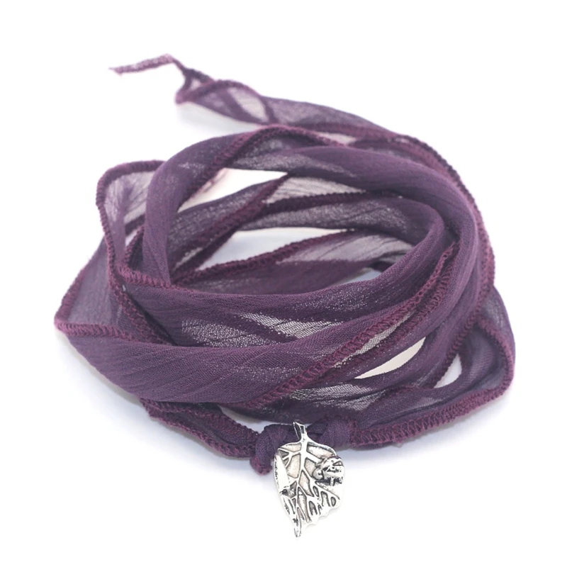 10 цветов новые элегантные шелковые браслеты с лентами и подвесками в виде