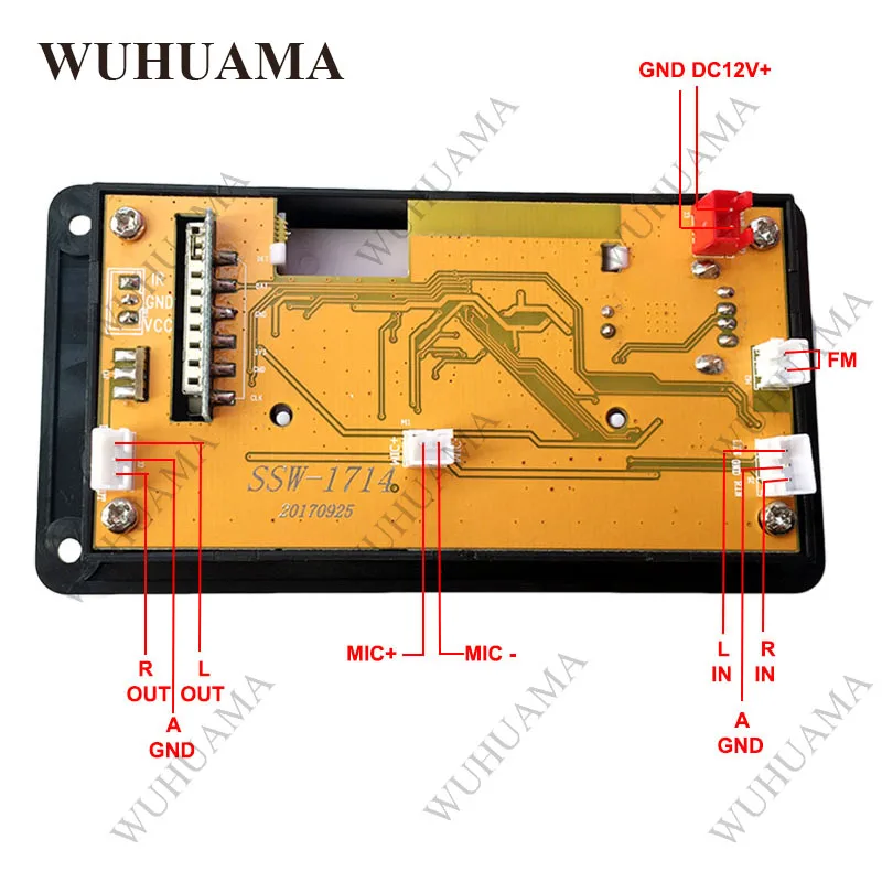 Bluetooth MP3 декодирующая плата модуль светодиодный Lyric 12 В DIY USB/SD/MMC WAV декодер Запись MP3 плеер AUX FM папки переключатель карт ридер
