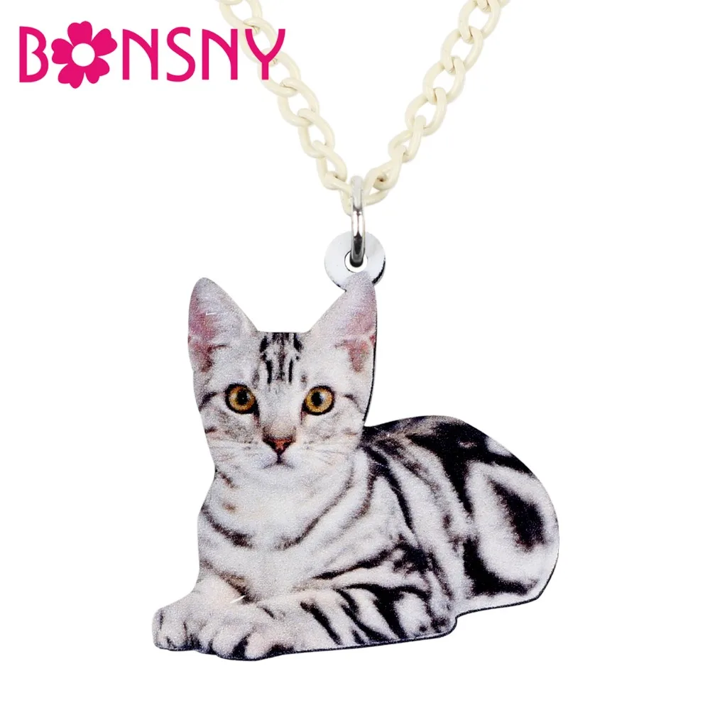Bonsny акриловый мультяшный милый сидящий котенок Подвеска с изображением кошки