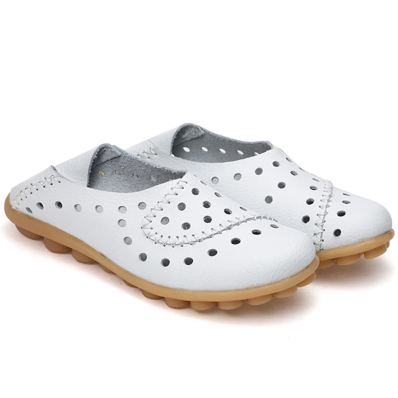 Women Flat Shoes Genuine Leather Loafers Female Casual Ballet Flats Ladies Slip on Ballerina Shallow Hole Mocasines Mujer | Обувь