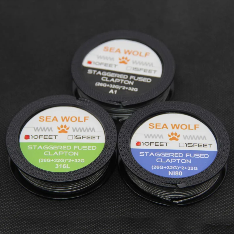 Катушка для нагревательных проводов SEA WOLF NI80 SS316L сплавленная проволока CLAPTON RDA RBA