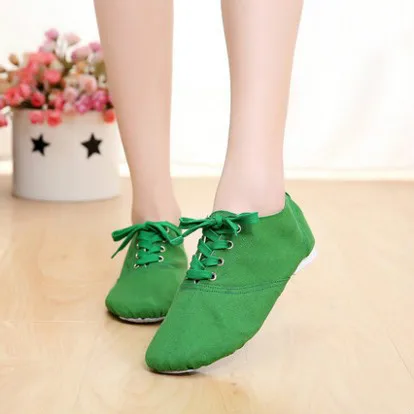 Green Low Top Парусиновые ботинки для джазовых танцев для танцевальных студий; высокие танцевальные ботинки на шнуровке; обувь для занятий йогой, фитнесом, каратэ; Танцевальные Кроссовки; - Цвет: Green Low Top