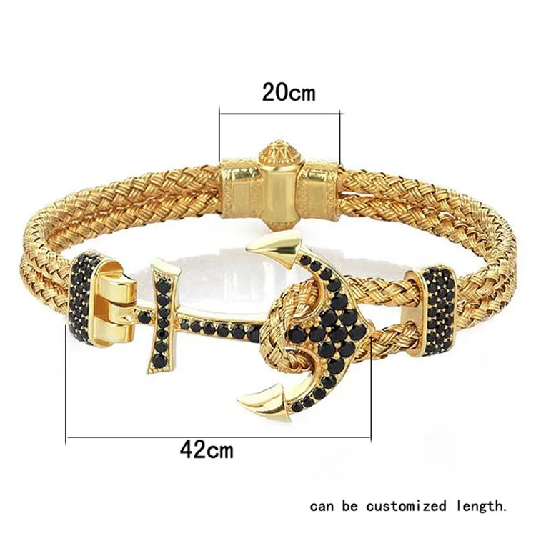 Дэвид Kabel специально Длина мужчин Обёрточная бумага Провода плетеный браслет 316L