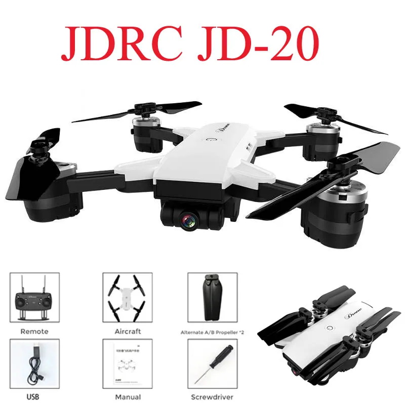 JDRC JD-20 JD20 wifi FPV с 2-мегапиксельной широкоугольной камерой Режим высокой фиксации складной Радиоуправляемый квадрокоптер RTF селфи Дрон VS Visuo XS809HW E58