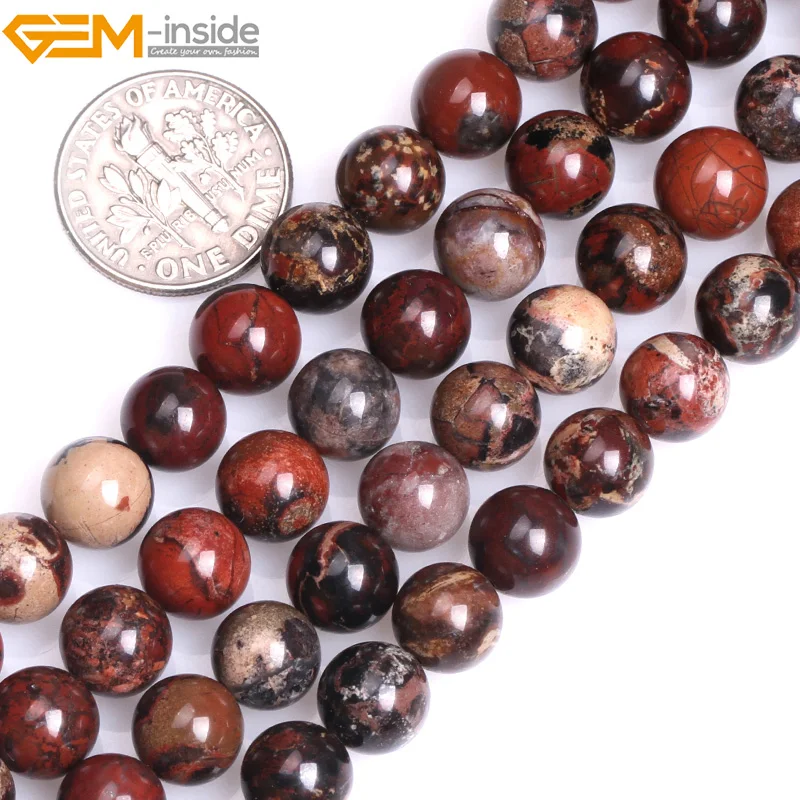 

Gem-inside 6-8mm 15'' Natural Round Dark Red Poppy Jasper Stone Beads For Jewelry Making Bracelet Necklace DIY Beads Gift