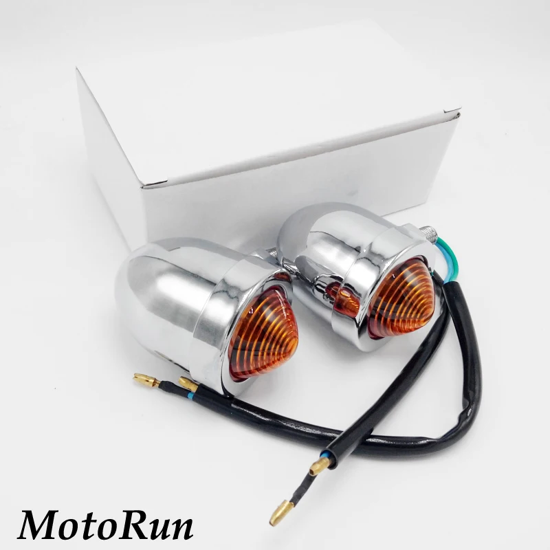 2-Pack Chrome Vintage-style Amber Light Turn Signals Indicators Blinkers for Harley-Davidson, Honda, and Kawasaki image 5