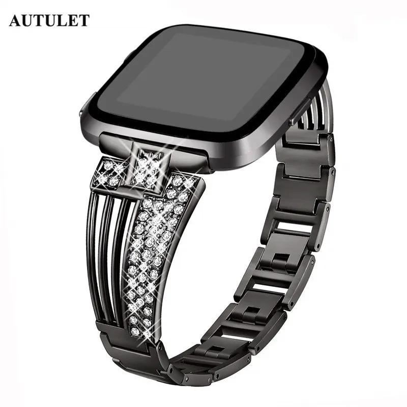Replacement bands Fitbit Versa metal strap stainless steel bling bracelet wristband for women accessories price | Наручные часы
