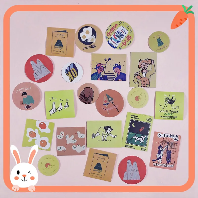 A-60pcs 60 шт. Винтаж милые веселые маленькие наклейки для скрапбукинга DIY альбом Журнал Дневник Happy planner подарочная печать декоративные наклейки - Цвет: A-60pcs