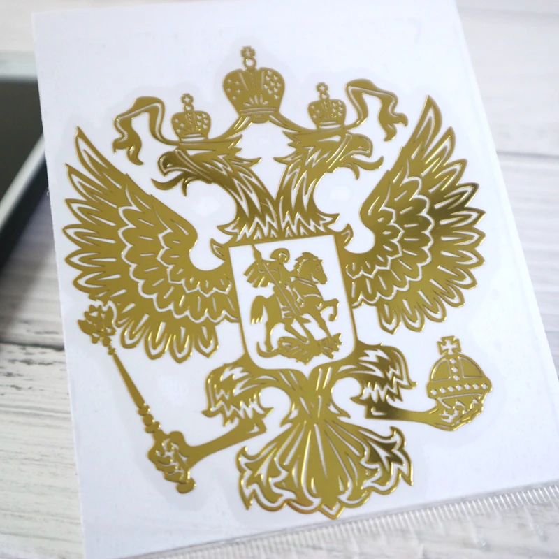 

CS-725#5.2*6cm 3.4*4cm Coat of Arms of Russia Nickel Metal Car Stickers Decals Russian Federation Eagle Emblem for Car Styling