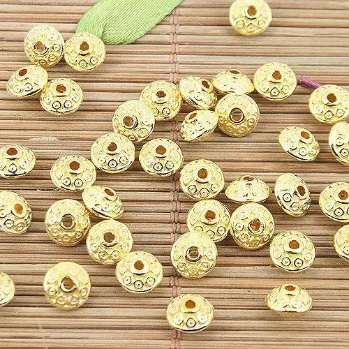 

100pcs gold tone 6mm textured pattern spacer beads EF0153