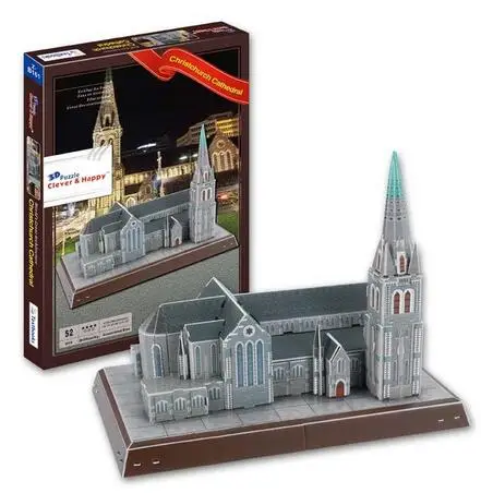 

Candice guo 3D puzzle DIY toy paper building model assemble hand work game Christchurch Cathedral New Zealand church gift 1pc