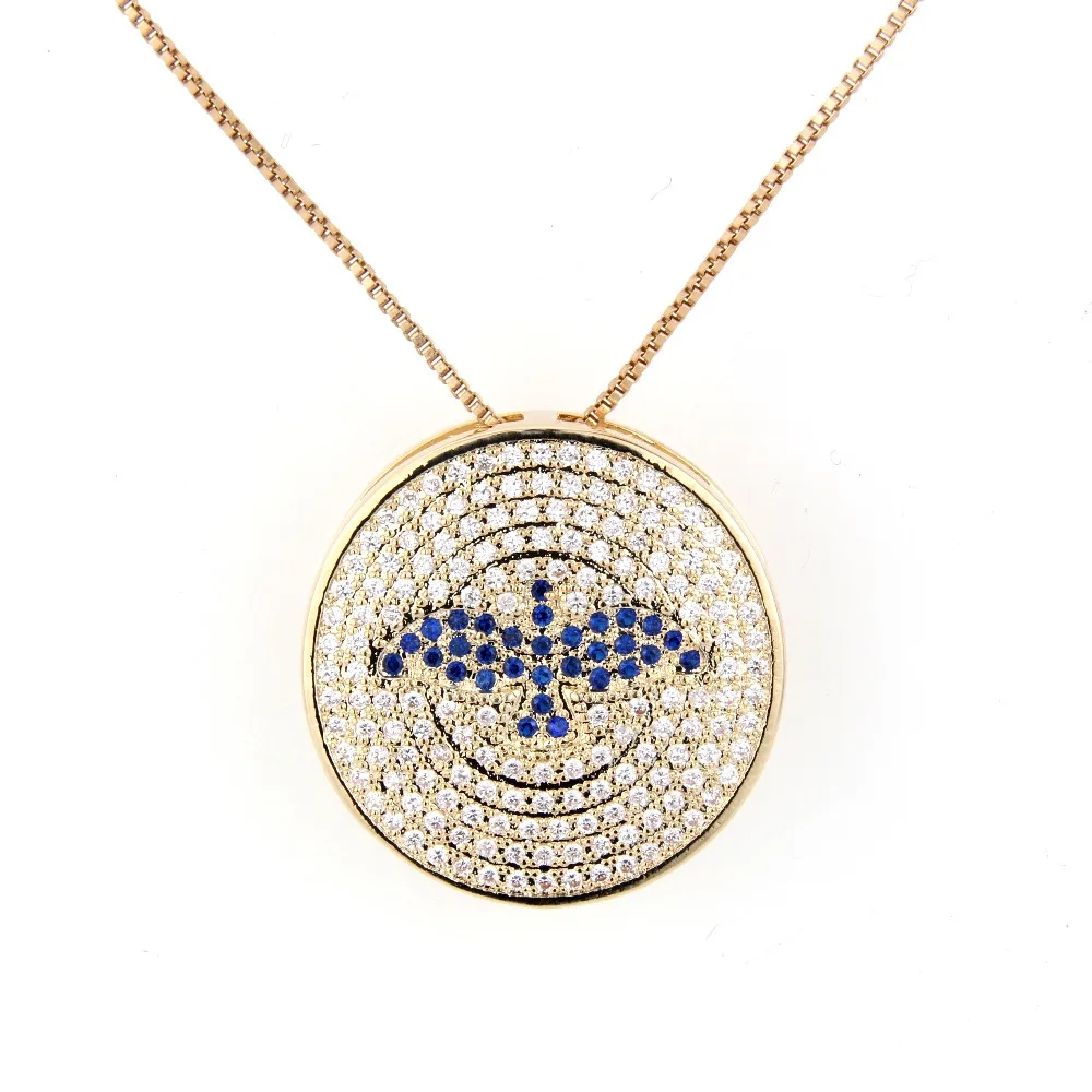 New Designed Charka Bird Round Copper Cubic Zirconia Religious Pendulum Pendant Necklace Jewelry for Women Party Gift | Украшения и