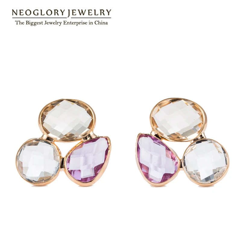 Женские серьги гвоздики с австрийским кристаллом Neoglory модные ювелирные изделия