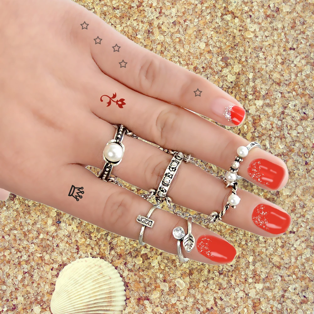 Jufee 6 шт./компл. Античное золото-Цвет серебро Цвет Кольца Комплекты BIJOUX цветок лист