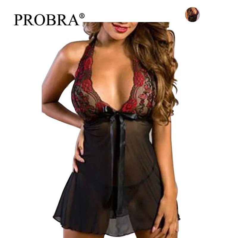 

Lace Print Maternity Nightwear - Rose Lure sexy lingerie Women Sleep Dress Couple Feeling Clothes Black Flirtatious Panties+Sets
