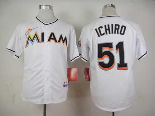 Men's Miami Marlins #51 Ichiro Suzuki Black white Jersey by stitched free shipping black jerseys|jersey boys tee shirts|jersey joejersey johnson |