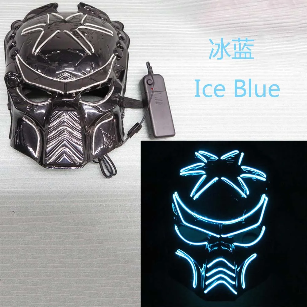 Ice Blue Хэллоуин СВЕТОДИОДНЫЙ Световой Маска EL маска Хищник Косплэй костюм к Хэллоуину - Цвет: Ice Blue
