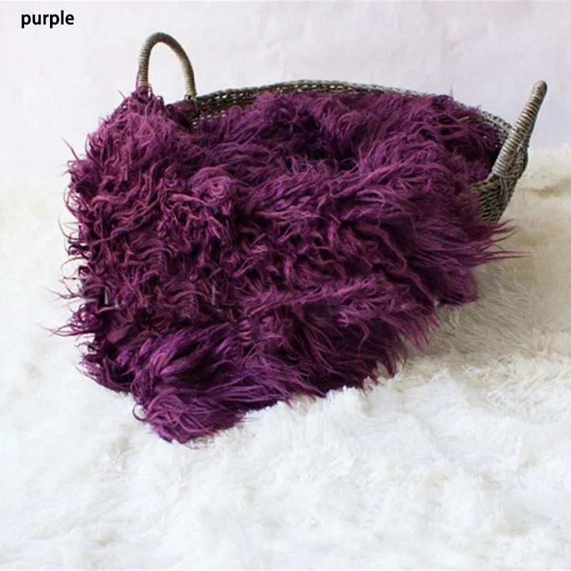 purple 1 Реквизит для фотосессии новорожденных одеяло с мягким длинным меховым наполнителем корзины. Детское плюшевое одеяло Br Fotografia Backdrop - Цвет: purple 1