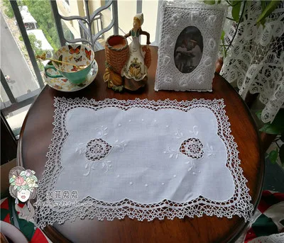 VGOLSUN высокое качество и элегантный европейский стиль белый цветочный хлопок ручной работы Баттенбург Кружева настольная дорожка и салфетка - Цвет: white 30x44cm