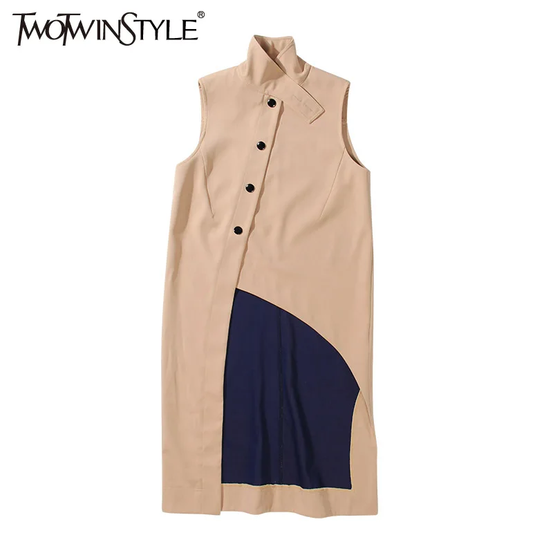 Twotwinstyle женский жилет без рукавов кардиган длинное пальто куртка для Для женщин