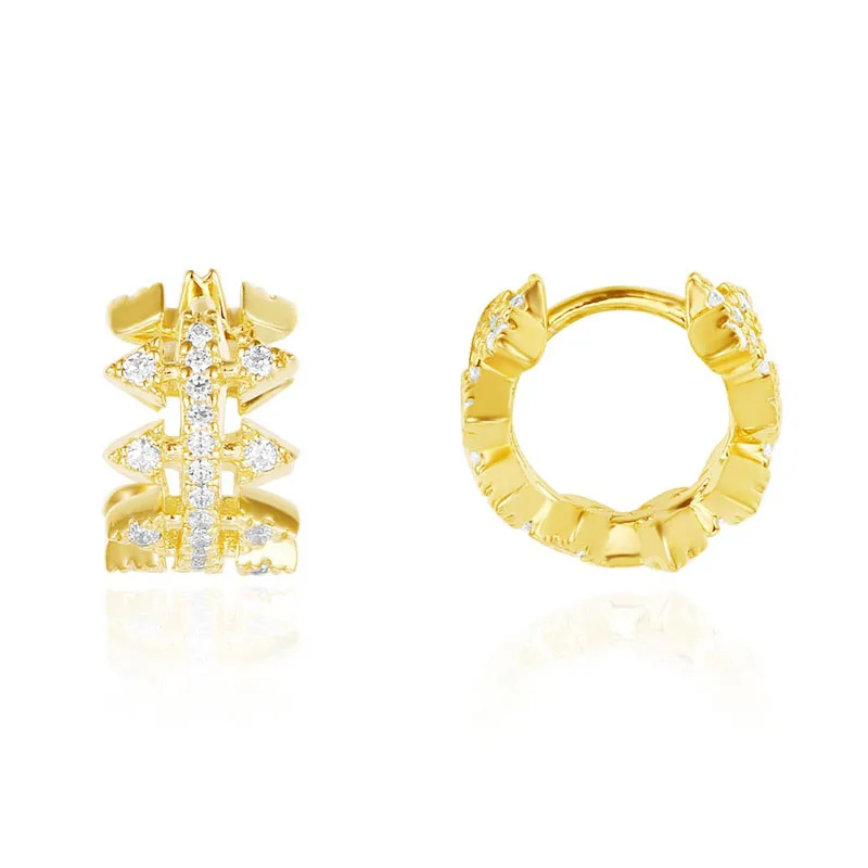 Серьги кольца SLJELY женские из серебра 925 пробы с шипами желтого и золотого цвета