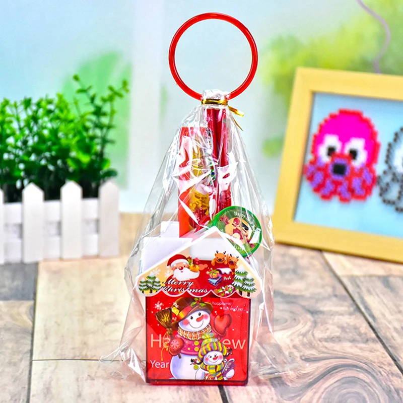 Coloffice Christmas stationery set Small house pen holder pencils sharpener safe scissors sets Christmas party gift for children